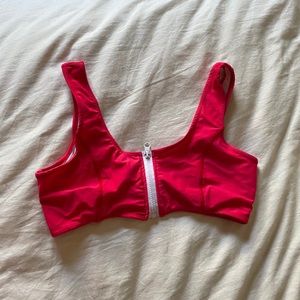Red zip up bikini top bathing suit